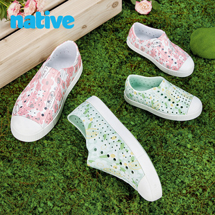 小学生透气童鞋 native亲子洞洞鞋 大童雨鞋 有足弓女鞋 儿童户外凉鞋
