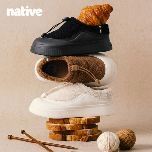 native秋冬保暖棉鞋一脚蹬懒人鞋