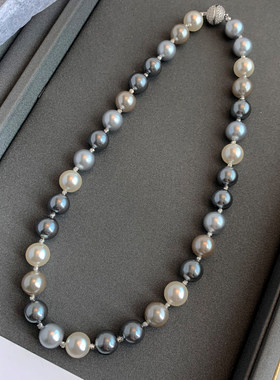 毛衣链新款施家珍珠真多麻灰色