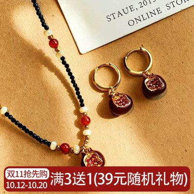 2026新款叠戴石榴项链女红色小众
