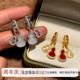 中国风秋冬双红玛瑙葫芦耳环女小众设计流苏耳扣轻奢复古福禄耳坠