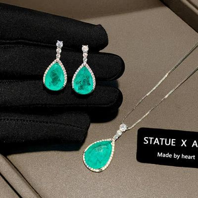 帕拉伊巴绿宝石水滴项链清透显白