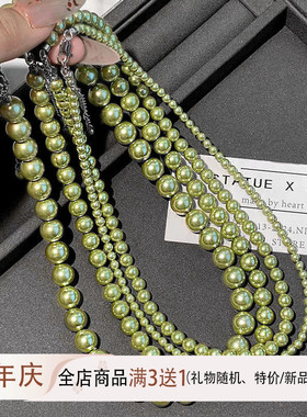 法式复古施家珍珠项链女夏日薄荷