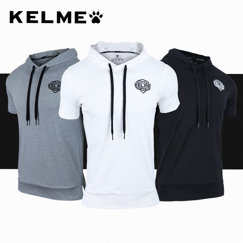 卡尔美透气白色健身跑步连帽衫