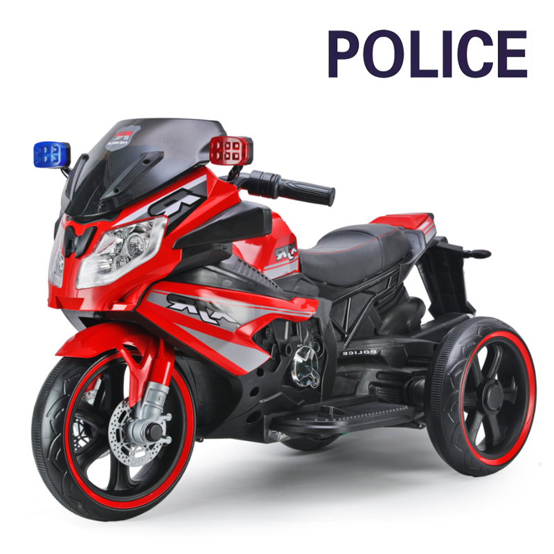 儿童电动摩托车三轮警车男女孩玩具车可坐双人大号小孩充电电瓶车