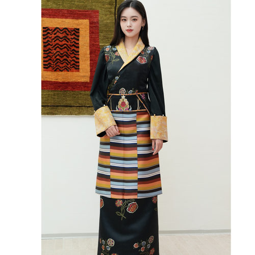 【雍嘉娜】西藏服民族风女士藏装精美花纹人丝织锦缎古铜贵气色系