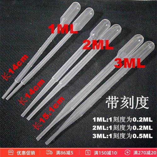 【1元6支装】常备 带刻度滴管 1ml2ml3ml各2支加厚塑料吸管