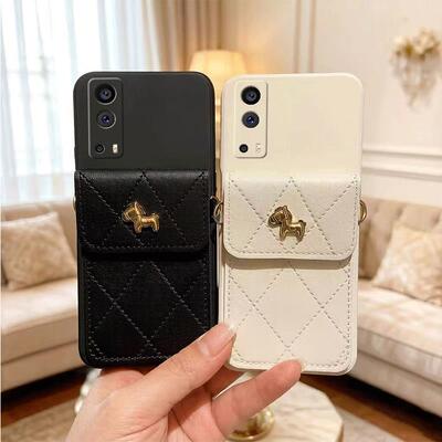 适用vivoY500pro手机壳Y300pro/Y200i/Y100挂绳Y78+卡包Y77e斜跨Y76s女Y73s带挂绳Y70s潮Y5s超薄 V2516A防摔