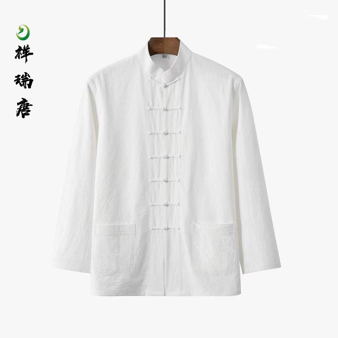 祥瑞唐中国风棉麻唐装男青年汉服亚麻复古佛系上衣长袖居士禅汉服