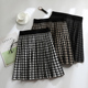 针织毛线半身裙女秋冬高腰显瘦气质a字短裙千鸟格格子伞裙百褶裙