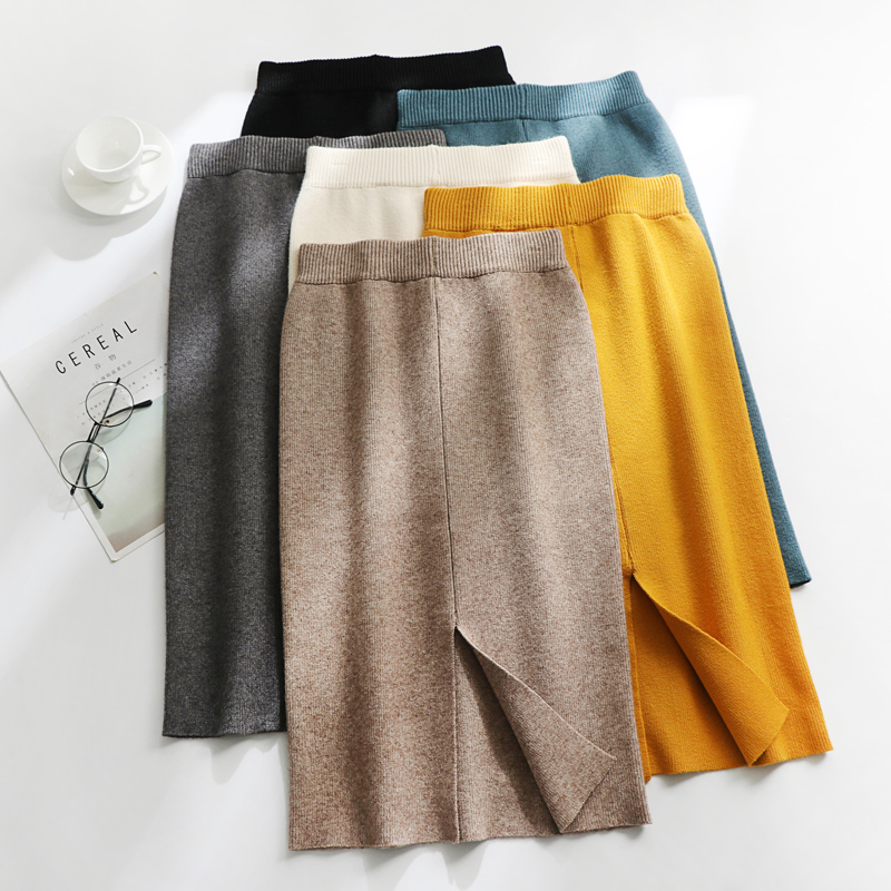 针织半身裙秋冬天配女毛呢裙轻熟