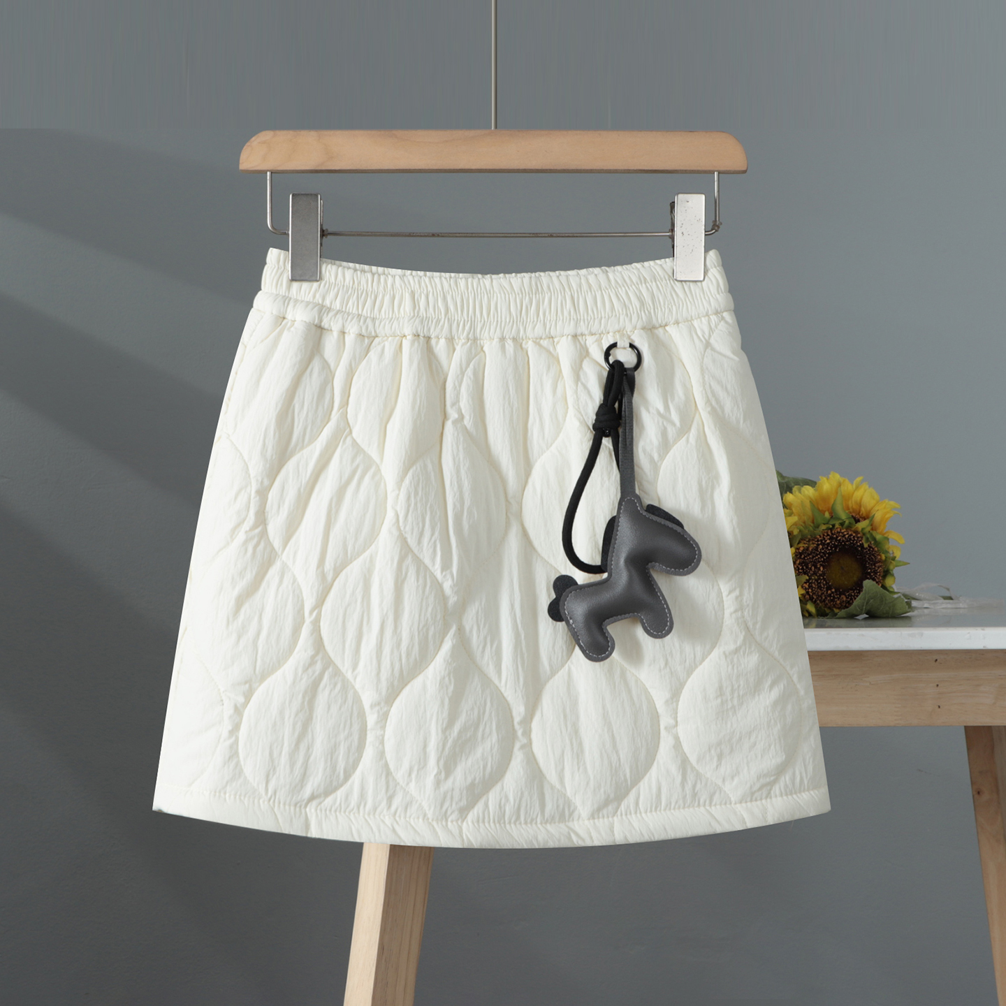 冬季设计感加厚半身裙菱格