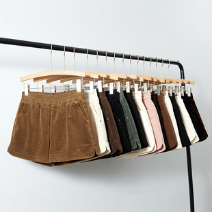 靴裤 外穿打底松紧腰宽松显瘦条绒休闲阔腿冬季 女秋冬款 灯芯绒短裤