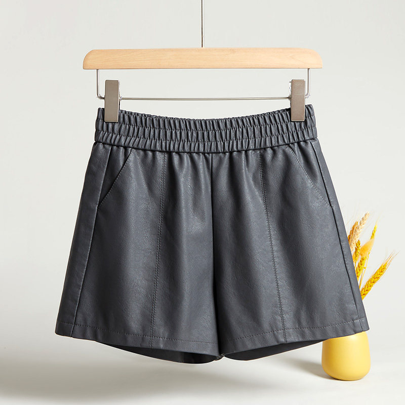 皮短裤女2025年新款欧洲站高腰时尚外穿秋季百搭阔腿显瘦皮裤潮,女装/女士精品,休闲裤,淘宝优惠券,粉丝福利购,淘宝优惠卷