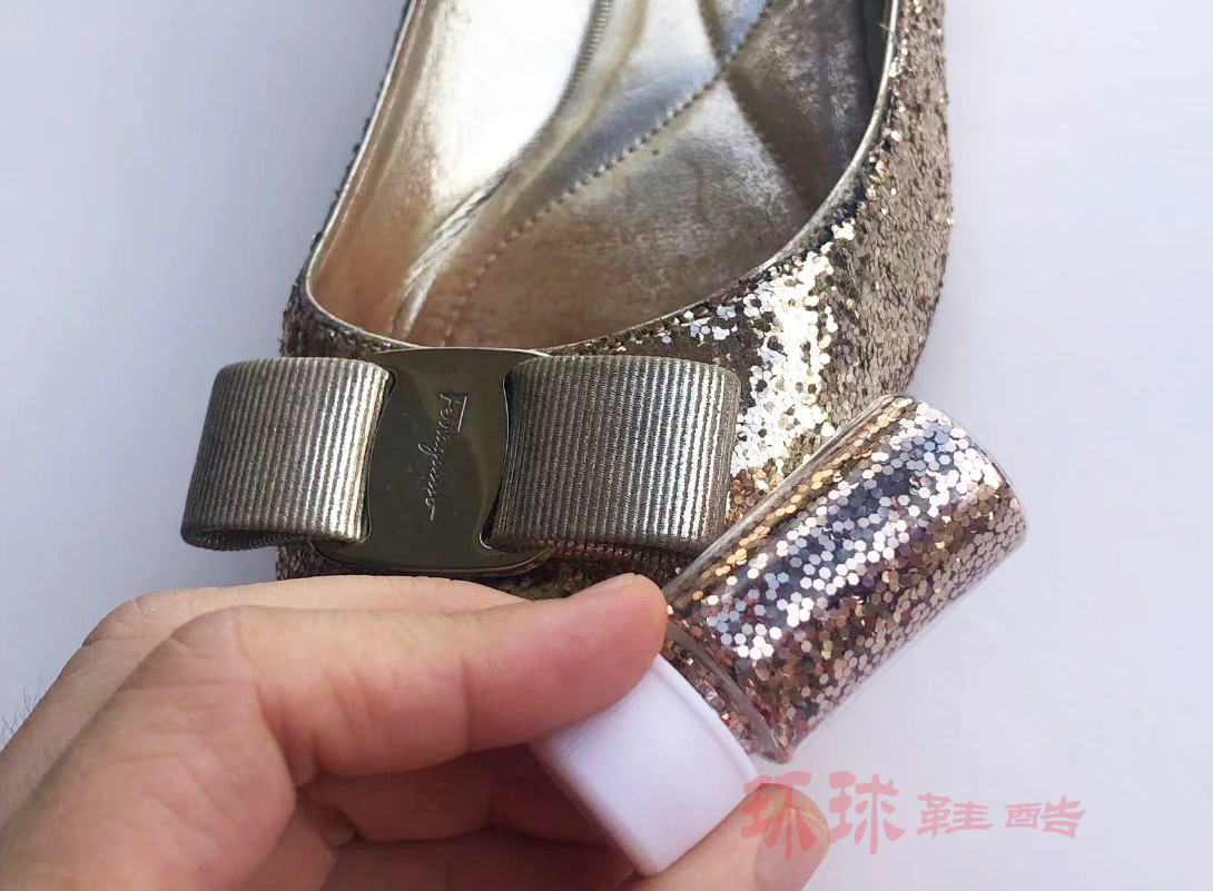 jc修复亮片鞋水晶银热风高跟香槟金闪片掉色修复金色颜料