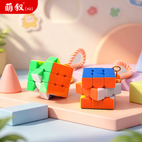 卡通三阶小魔方钥匙扣益