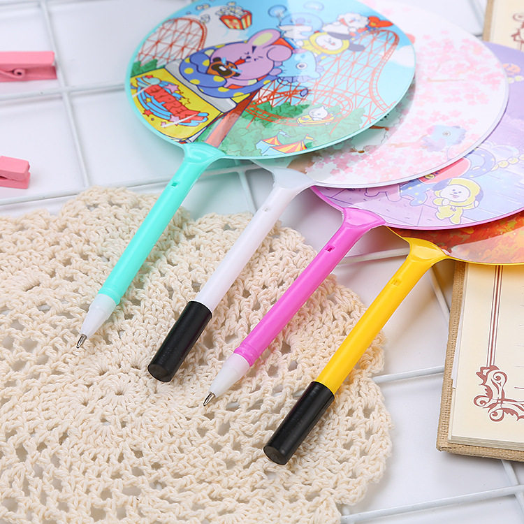 创意少年团扇子笔 韩版卡通学生奖品礼物扇子圆珠笔 可爱文具