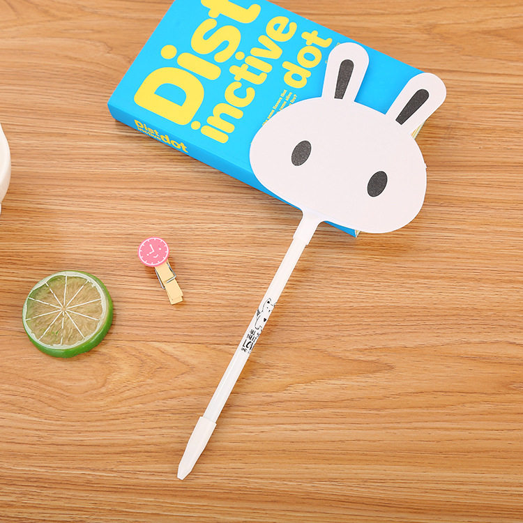 创意兔子扇子中性笔可爱卡通学生奖品礼物动物造型水性笔LOGO设计