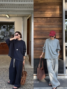 空气棉休闲慵懒舒适插肩袖 会呼吸 圆领卫衣 卫裤 LDOO 套装 SHOP