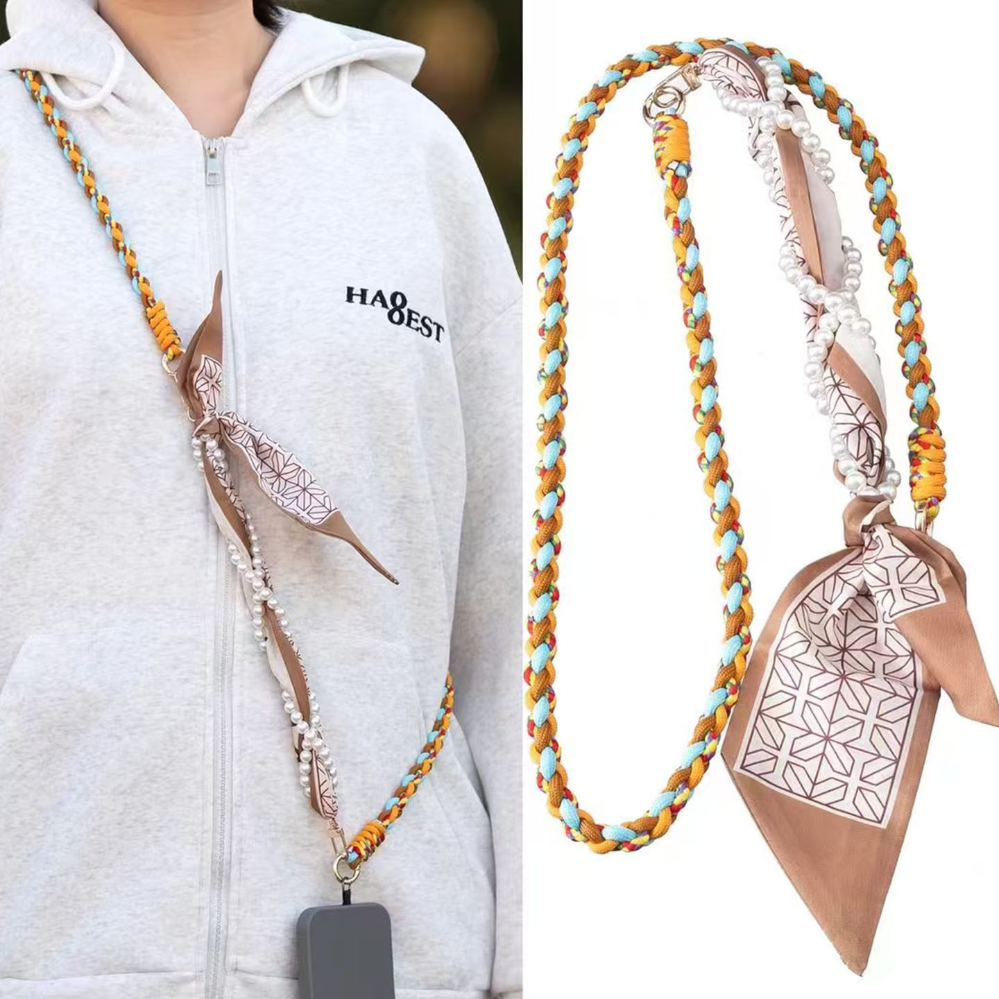 丝巾手机斜挎挂绳女士长包带单肩包带子包包替换链条肩带单买百搭