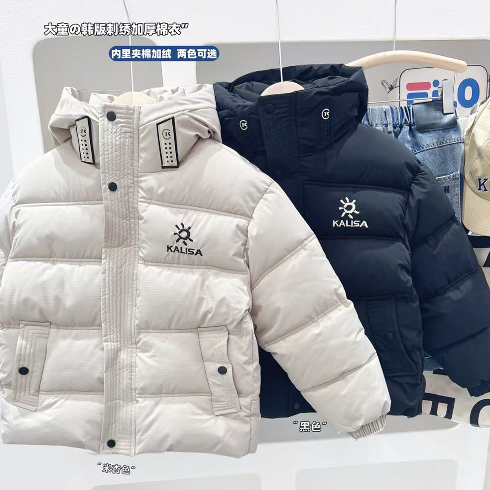 男孩棉衣冬季新品夹棉加厚连帽外套青少年加绒面包服保暖外穿棉袄