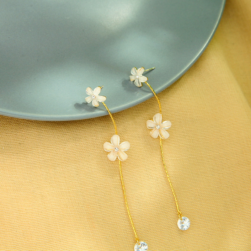 圆脸显瘦ins花朵银针流苏耳环