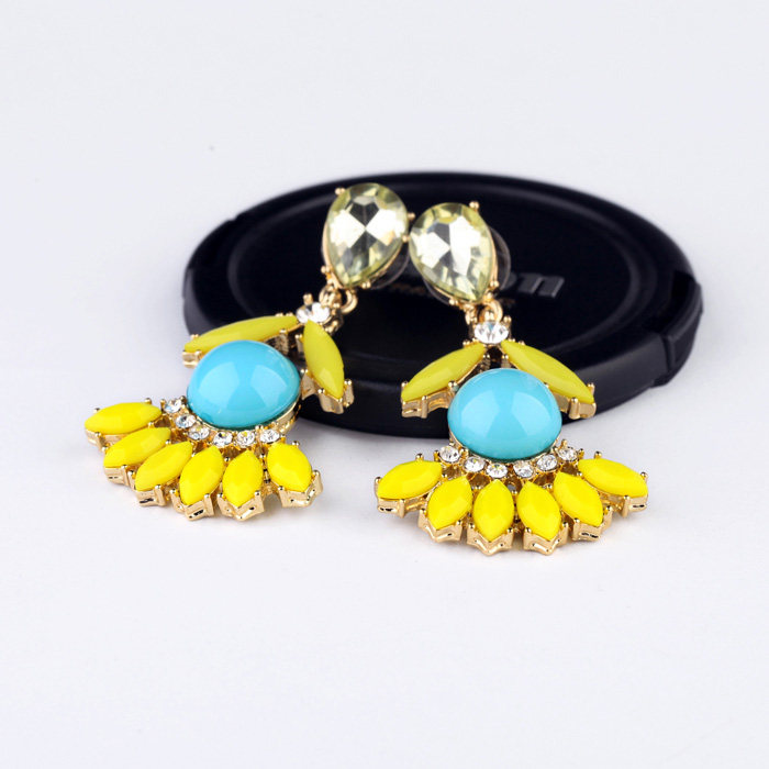 耳饰 女欧美时尚饰品 长款吊坠水晶豹纹宝石女士耳钉2021新款潮