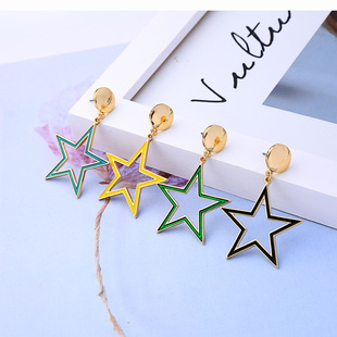 耳釘顯瘦時尚 百搭耳飾品 網紅會動 鏤空星星耳環女夸張大歐美法式