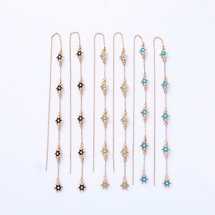 韩国气质流苏耳环女 简约长款网红琅釉星星耳坠 潮人个性百搭耳线