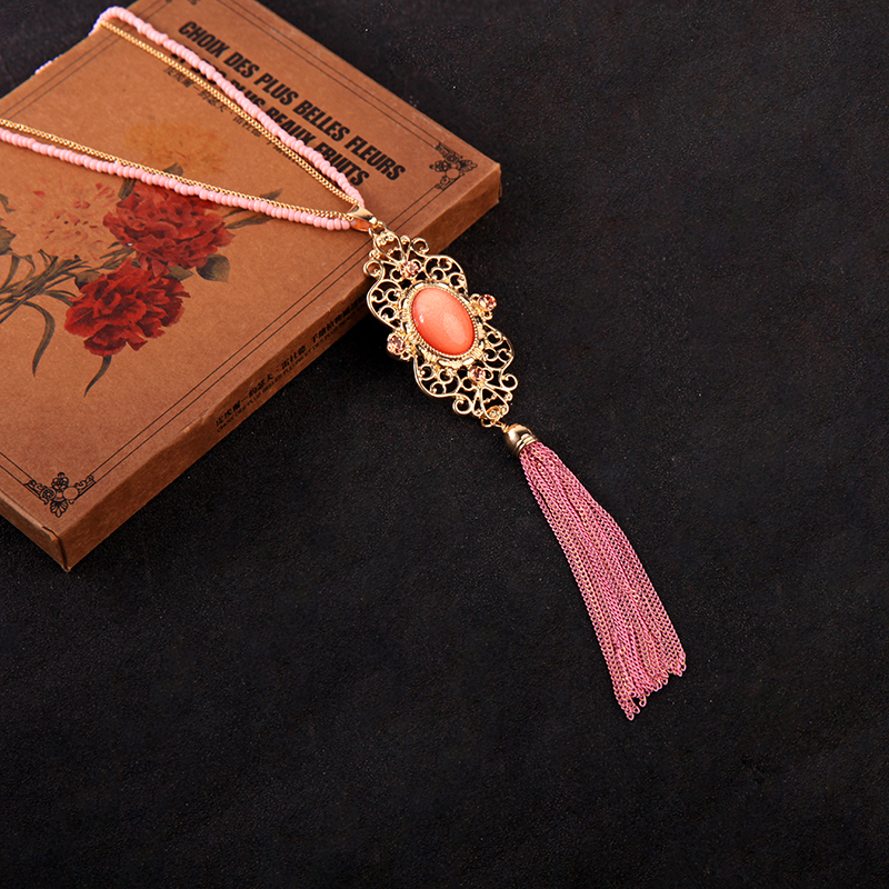 毛衣链长款百搭简约2021年新款宝石流苏吊坠项链女配饰挂件饰品