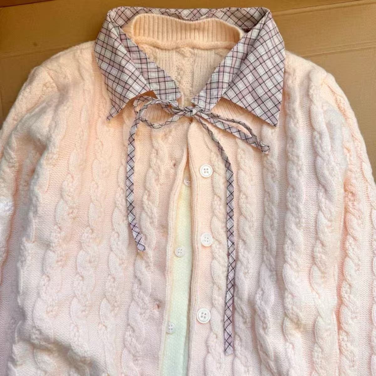 实价#绵羊绒#miu系学院风假两件