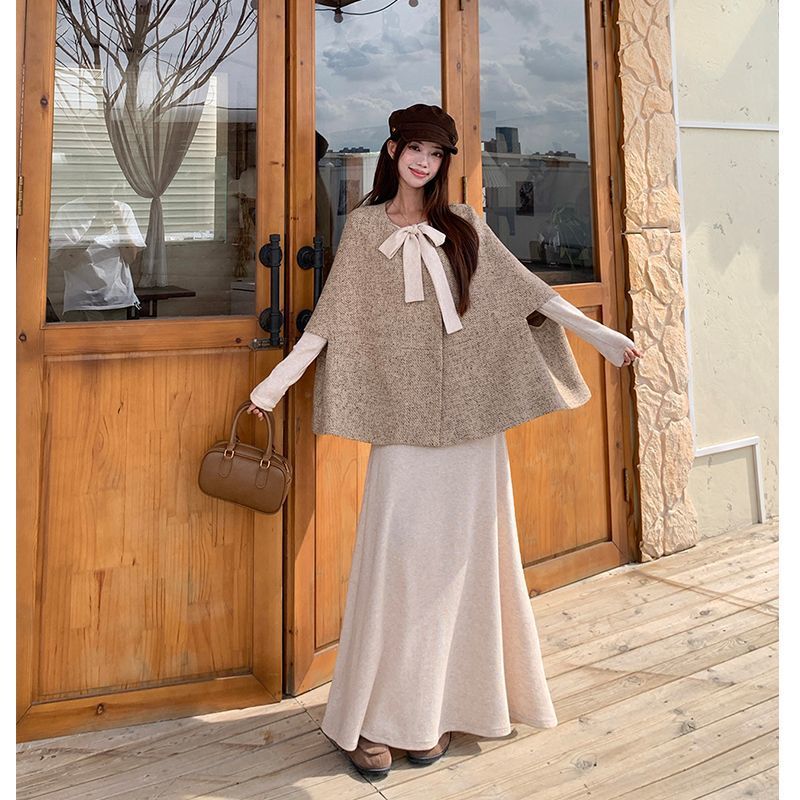 长袖连衣裙质感香风蝴蝶结秋冬遮