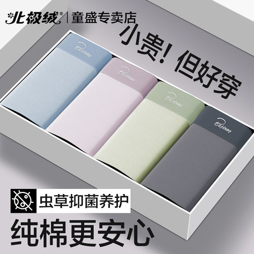 北极绒内裤男士纯棉抗菌平角短裤
