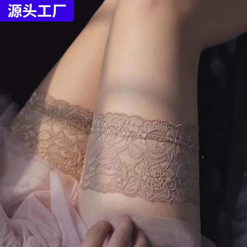 春夏长筒袜女过膝哇胶防滑大腿蕾丝花边丝袜高筒黑肉色丝袜女