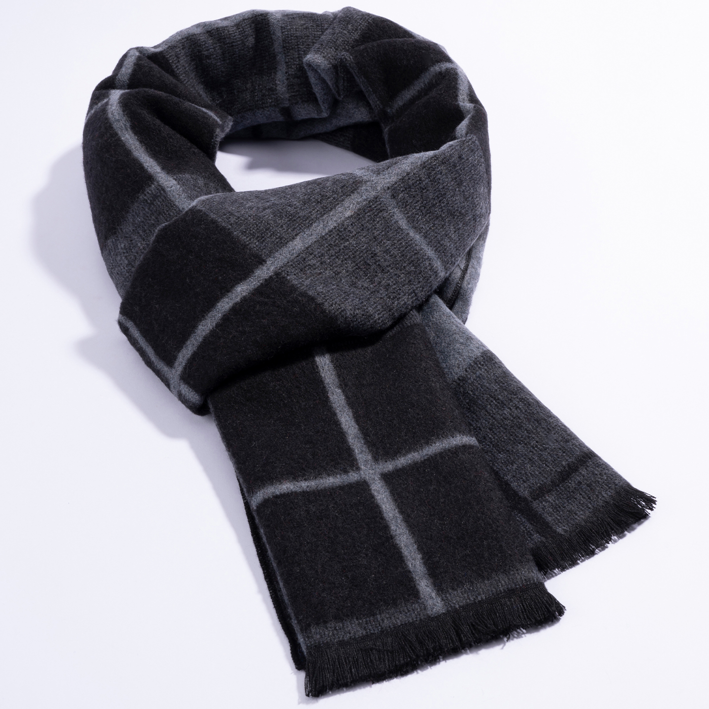 羊毛秋冬百搭格子拼色男士围巾冬款时尚围脖加厚保暖秋冬季中老年
