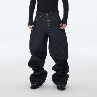 ASTT Baggy加长宽松直筒原浆阔腿拖地麦穗五连扣原牛堆积感 25AW