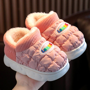 冬季保暖加厚防滑软底包跟居家室外2026新款儿童女童两用棉拖鞋