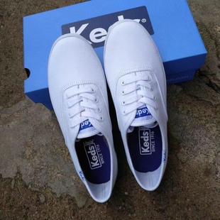 Keds小白鞋郑秀晶同款薄底厚底帆布鞋皮面皮鞋休闲韩版百搭系带
