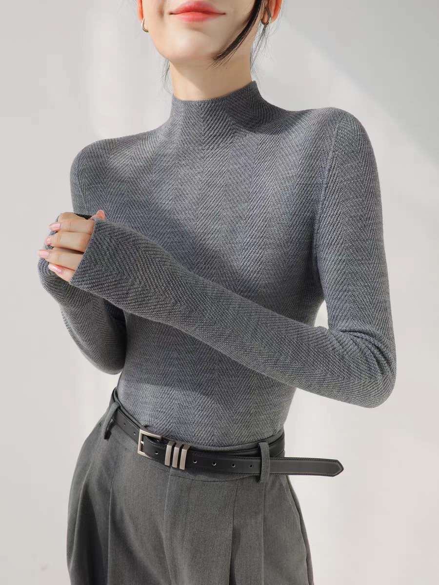 扬子纱细羊毛不扎人可机洗羊毛针织打底衫女羊绒质感软糯套头毛衣