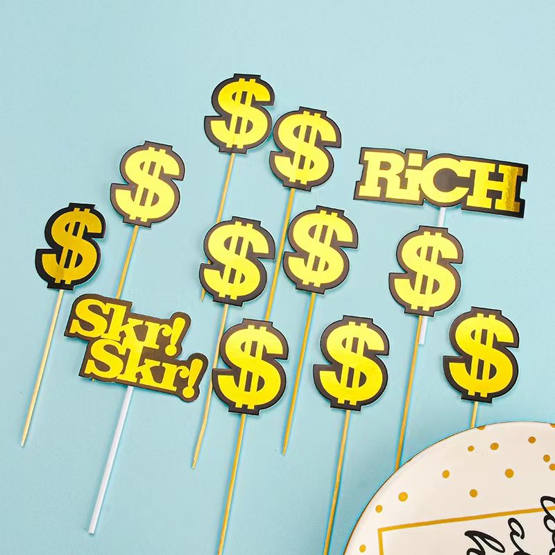 蛋糕装饰美金字母插件英文rich流行词skrskr黑金潮流插牌,节庆用品/礼品,蛋糕/烘焙装饰用品,淘宝优惠券,粉丝福利购,淘宝优惠卷