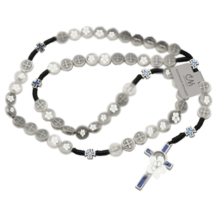 玫瑰念珠10mm珐琅彩十字绳编银色意大利进口配件意卡米诺男女款