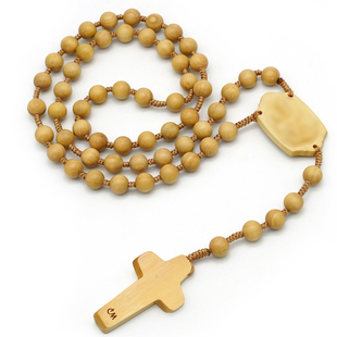 玫瑰念珠8mm黄杨木枣木原创款绳编木配件意卡米诺男女同款送包