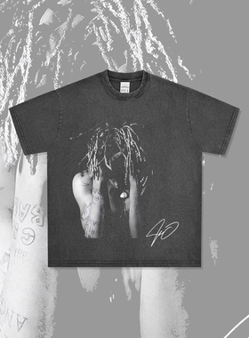 美式嘻哈XXX Tentacion印花短袖T恤男街头vintage宽松纯棉半袖ins