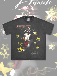 美式复古潮牌NFL杰登·丹斯Jayden Danns印花短袖T恤男女宽松纯棉