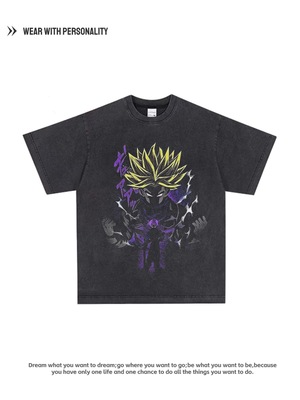 龙珠 特兰克斯 赛亚人印花短袖t恤男女日系二次元动漫宽松小领口