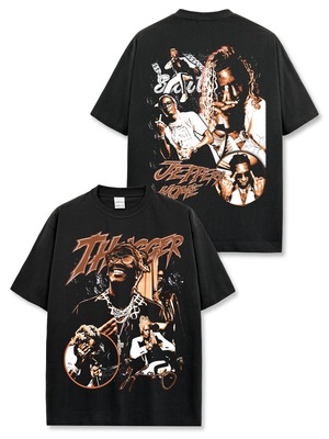 美式街头嘻哈萨格Young Thug印花短袖t恤男潮牌水洗宽松纯棉半袖