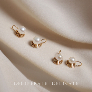 DD蚊香盘珍珠耳夹无耳洞女简约小巧精致短款气质韩国名媛优雅耳环