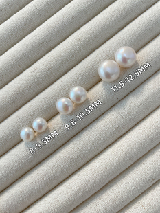 天然珍珠耳钉5A级光赛澳白无耳洞耳夹扁圆珍珠耳环女通勤秋冬耳饰