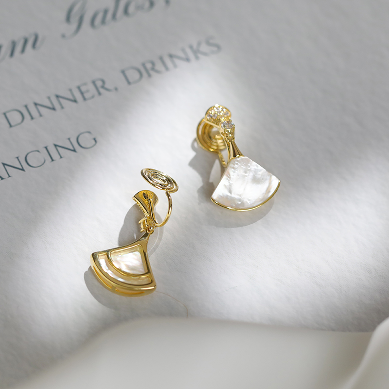 贝母银杏耳钉无耳洞耳环女蚊香盘耳夹复古宫廷气质法式高级感耳饰,饰品/流行首饰/时尚饰品新,耳夹,淘宝优惠券,粉丝福利购,淘宝优惠卷