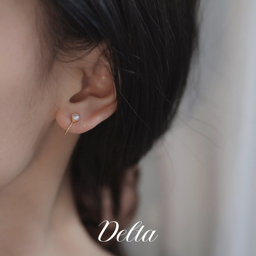 DELTA纯银小珍珠耳钉无耳洞耳夹